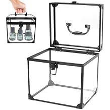 Crown Boxes for Pageants 7.9 X 6.7 X 7.5 In Clear Large capacity Makeup Train Case Cosmetic Case with Latches and Handle Toiletry Organizer Box Travel Makeup Tools Storage Organizer Box