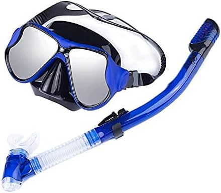 Full Dry Silicone Snorkeling Sambo Suit Adult Snorkel Anti-Fog Diving Snorkeling Swimming Mask (Blue)