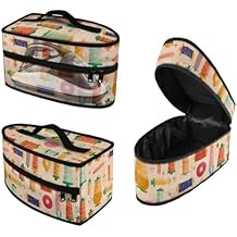 Steam Iron Storage Bag with Zipper Handle, Foldable Portable Iron Storage Case Protective Carrying Bag Universal for Most Irons- Sewing Theme Pattern