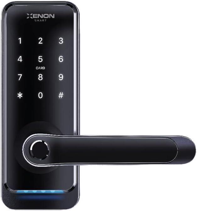 Xenon Smart Akıllı Kapı Kilidi Parmak İzi Dokunmatik Şifre Girişli Siyah