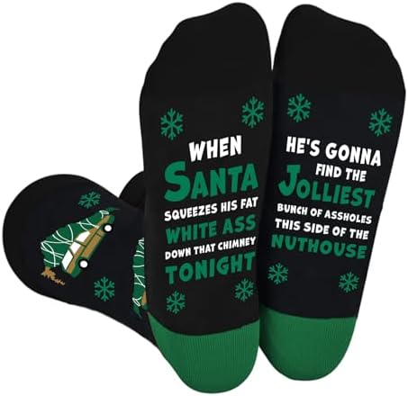 Funny Christmas Socks for Women Men, National Lampoons Christmas Vacation Costume Accessories, Winter Warm Knitted Socks