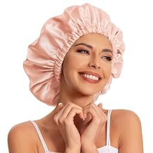 Satin Bonnet Silk Bonnet Hair Bonnet for Sleeping-Slouchy Beanie Hat Satin Sleep Cap for Women's Natural & Curly Hair(Peach Beige)