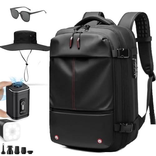 Vacuum Air Bag Travel Backpack, 16 Gallon Expandable Vacuum Backpack with Sealed Compression System for Travel style A - Black, with Air Pump