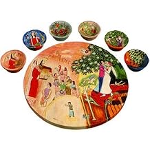 Figures Seder Plate and Six Small Bowls