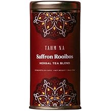 Tahmina Saffron Rooibos Caffeine Free Tea: South African Herbal Blend with Saffron, 12 Biodegradable Pyramid Tea Bags, Makes 36 Cups of Tea (1 Pack)