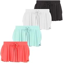 Girls 4 Pack Butterfly Shorts Lightweight Flowing Athletic Shorts with Elastic Waist Drawstring Sizes 4-16