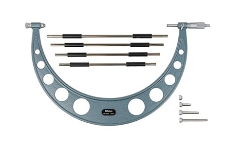 Mitutoyo 104-144A Outside Micrometer, Interchangeable Anvils, Ratchet Stop, 500-600mm Range, 0.01mm Graduation, +/-0.012mm Accuracy, 4 Anvils, 4 Standards
