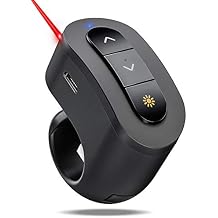 Rechargeable Finger Ring Wireless Presenter Clicker for PowerPoint, Keynote, Mac, Laptop - USB Presentation Remote with 2.4GHz RF