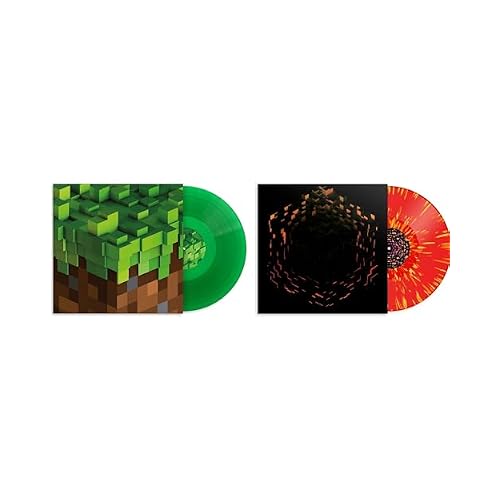 Minecraft Alpha and Beta Record Collection - Transparent Green and Red Orange/Yellow Splatter