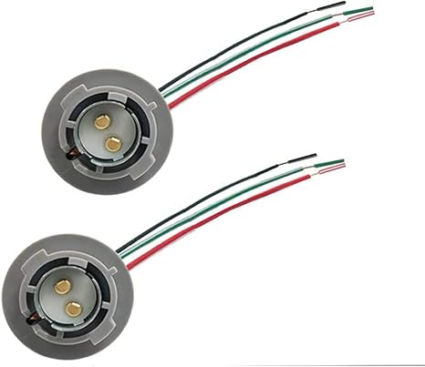 Autotech 1157 Replacement Sockets - BAY15D 2057 2357 7528 LED Bulbs Plastic Socket Holder Plugs Connectors with 20AWG Pigtail Wires for Rear Brake Stop Turn Signal Tail Light (Pack of 2)