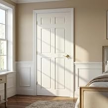 Lioncode 28"x80" Solid Core Interior Door Slab, 6 Panel Closet Door | Solid Wood Core with MDF, Door Only, No Hardware Kit, No Pre-Drilled Holes | White Pre-Paint