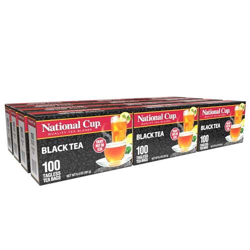 National Cup Black Tea Blend Flavourful, Smooth, Robust Caffeinated Black Tea Made with Natural Ingredients 100 Tea Bags Pack of 12, Served Hot or Iced