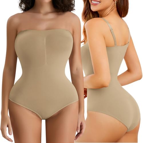 Strapless Shapewear Bodysuit for Women Tummy Control Shapewear Seamless Full Body Shaper