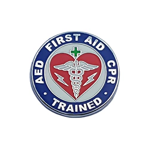 AED First Aid CPR Trained Lapel Pin Qualified Work 1st Team Responder Health and Safety Aider - A 49