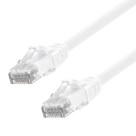 CAT6A Ethernet Patch Cable 2ft S/FTP Shielded Network Cable with Boot, RJ45 High-Speed LAN Cord, White
