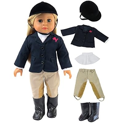 American Fashion World Riding Outfit for 18-Inch Dolls | Helmet and Boots Included | Premium Quality & Trendy Design | Dolls Clothes | Outfit Fashions for Dolls for Popular Brands