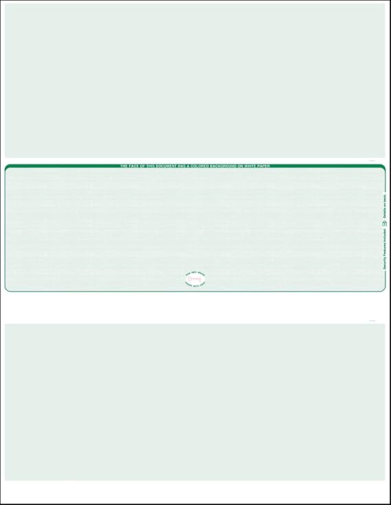 1000 Middle Green Linen Blank Laser Check Stock,