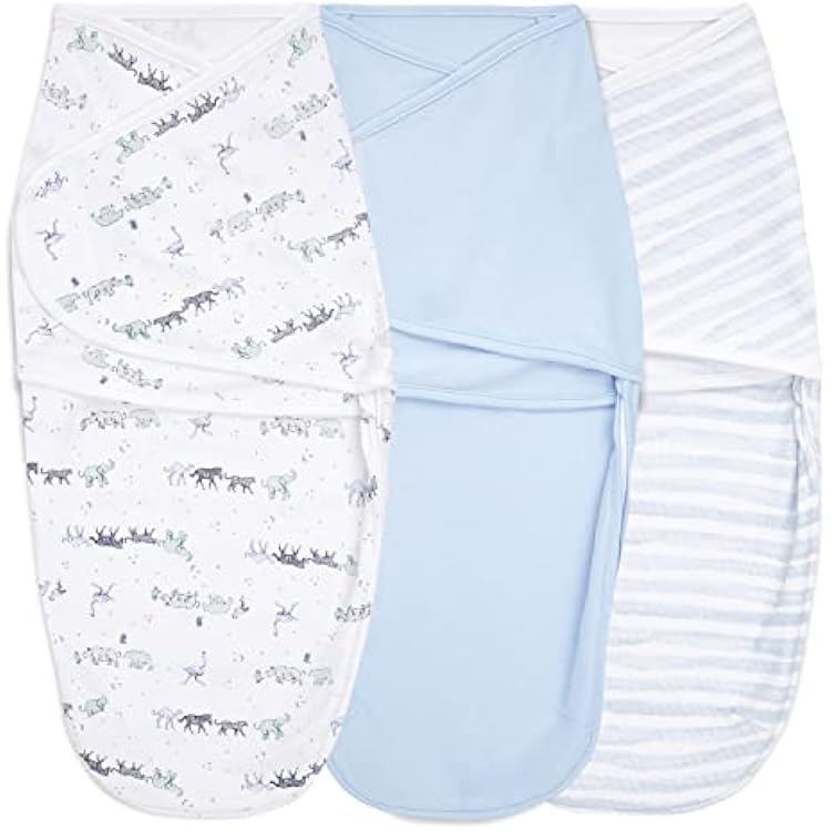 aden  anais Essentials Easy Swaddle Wrap Quick Change with Bottom Zipper, Snug Cotton Knit Baby Wrap Swaddle Blanket for Newborns, TOG 1.0, 3-Pack, Rising Star, 0-3 Months, SmallMedium