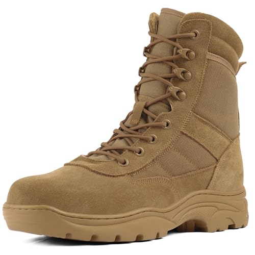 Military Tactical Combat Boots for Men Side Zipper Army Police Work Boots Anti-slip for Security Duty Desert