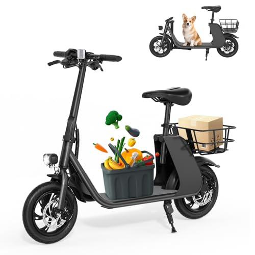 RIDWIND Electric Scooter with Seat for Adults, 450W Motor Foldable E Scooter for Adults with LCD Display,15.5MPH, 20 Miles Range, Max Load 265LB, UL2277 Certificate