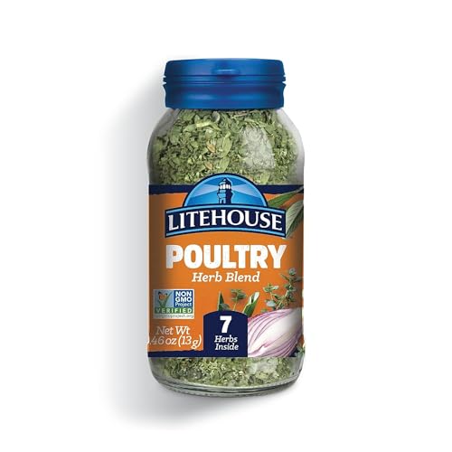 Litehouse Freeze Dried Poultry Herb Blend - Substitute for Fresh Poultry Herb, Fresh Poultry Herb, Jar Contains 7 Herbs, Organic, Poultry Herb Blend Seasoning, Non-GMO, Gluten-Free - 0.46 Ounce