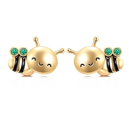 KECHO 14k Solid Gold Dragonfly Butterfly Stud Earrings for Women Cute Animal Earrings Snake Paw Bee Earrings Birthday Mothers Day Jewelry Gifts for Mom Friends