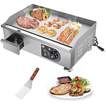 WeChef 22"Commercial Griddle 3000W Electric Countertop Griddle Non-Stick Flat Stainless Steel Adjustable Restaurant Grill Temperature Control Restaurant BBQ Grill
