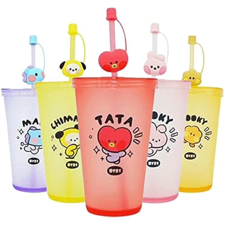 BT21 Minini Little Buddy Figure Cute Ice Tumbler Cup with Straw Lid CHIMMY