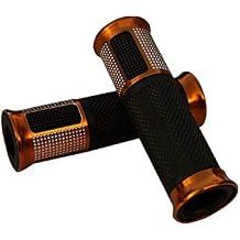 Orange Gold CNC Aluminum 7/8" Handlebar Open-End Rubber Gel Grips for 2013 Suzuki GW250