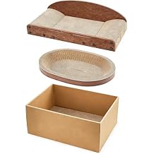 Avont 3-Piece Cardboard Cat Scratcher Set for Indoor Cats, Corrugated Cat Scratchers with Reversible Scratch Pad, Scratch Box and Lounge Bed