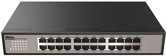Netis 24 Port Unmanaged Gigabit Switch, Desktop Ethernet Splitter, Ethernet Hub, Plug and Play, Fanless Quite, Traffic Optimization, Sturdy Metal, Rack mountable with Included mounting Bracket