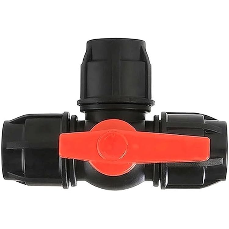 DACHOO T-Shaped Three-Way Plastic Ball Valve, PE Quick Connect Pipe Quick Connector, Used for Pipeline Wastewater Treatment Irrigation and IndustryBlack,50mm