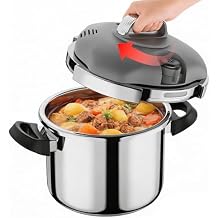 Pressure Cooker Stainless Steel,One-Hand Locking/Rotating Lock,Compatible with Gas & Induction, Fast Cooking for Large Meals,Dishwasher Safe,Olla de Presion (7 Quarts)