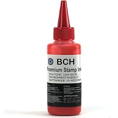 Stamp Ink Refill by BCH - Premium Grade - 2.5 oz... RED
