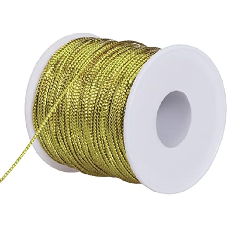 Qeuly 109 Yards Metallic Bakers Twine Christmas Decorative Wrapping Twine String, 12-Ply Glitter Gold String Cord for Crafts & Gift Wrapping Gold