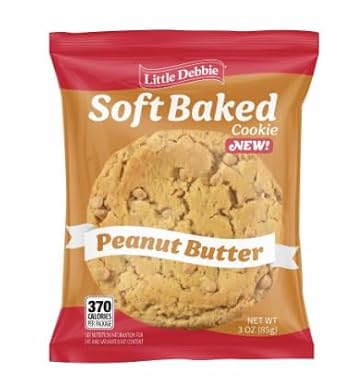 Little Debbie Soft Baked Peanut Butter Cookies 24oz, 1 Caddy (8 Individually Wrapped Soft Baked Cookies)