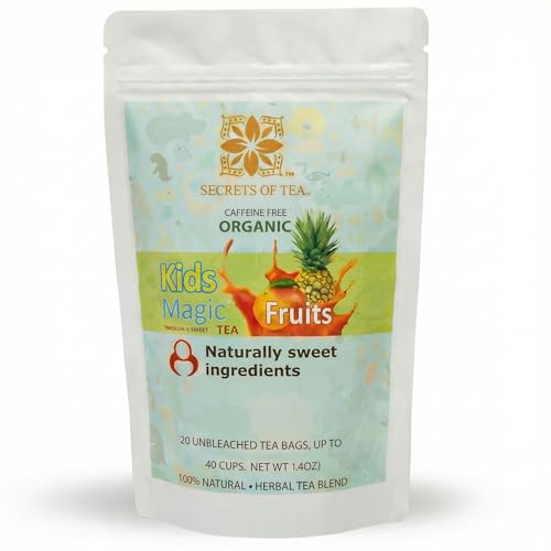 Secrets of Tea Kids Magic Tea Loved by Parents - Organic Kids Herbal Tea with Chamomile & Fruity Flavor - Caffeine-Free Organic Toddler Tea, 20 Biodegradable Sachets