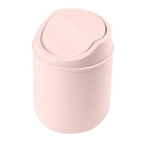 Mini Desk Trash Can with Lid Swing-Lid Tiny Countertop Garbage Bin Small Table Top Plastic Covered Waste Basket for Desk, Small Garbage Can Desktop Trash Bin, Tabletop Waste Basket (B)