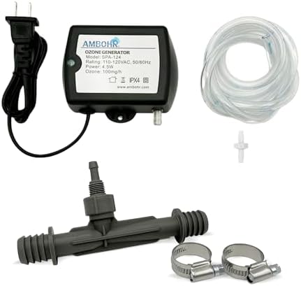 Cold Plunge Ozone Generator Bundle, Ambohr SPA-124 Ozone Generator & Ozone Barbed Venturi Injector for Cold Plunge, Ice Bath and Hot Tubs