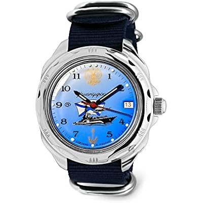 Vostok | Komandirskie Navy Commander Russian Military Mechanical Wrist Watch | Fashion | Business | Casual Mens Watches | Model 211139 Blue Strap B