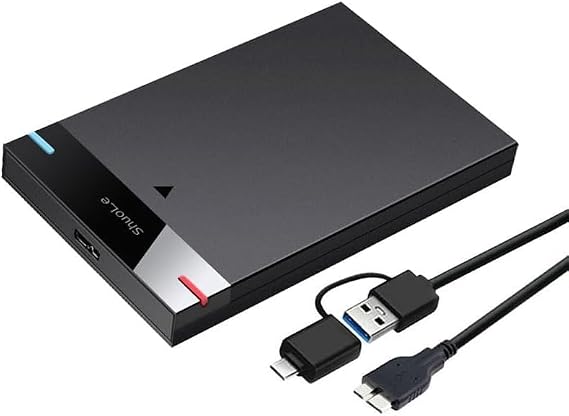 Enclosure HDD Case 2.5 Inch Hard Drive Enclosure, Micro B USB 3.0Type-C Cable External Hard Drive 5TB 5Gbps HD Portable Storage Device Support UASP
