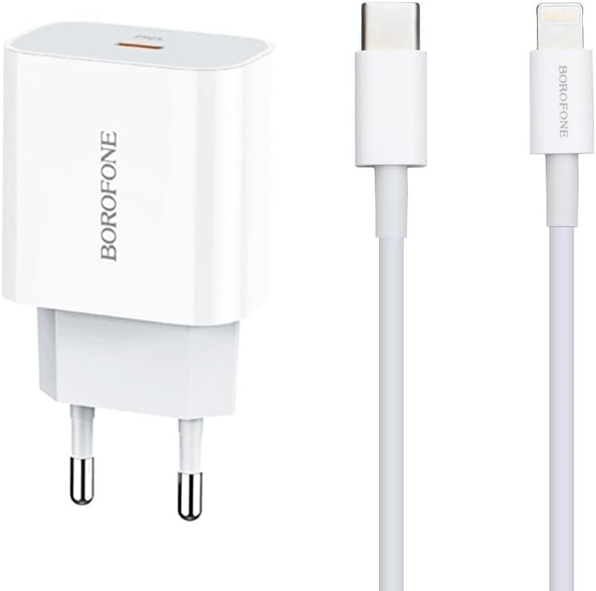 Coverzone 20W PD Type-C Hızlı Şarj Adaptörü iPhone 12 13 14 Uyumlu – Akıllı Güç Dağıtımı, Aşırı Akım Koruma, Kompakt Tasarım, Ev ve Ofis Uygun Şarj Başlığı USB C - Lightning Kablo | BA38APlus