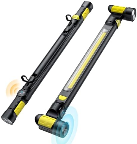 Work LightAUTO ONOff 3000LM LED Work Light 5200mAh Under Hood Working Light with Hooks, Portable Magnetic Rechargeable Cordless Job Site Lighting for MechanicCar RepairingGarage-Yellow