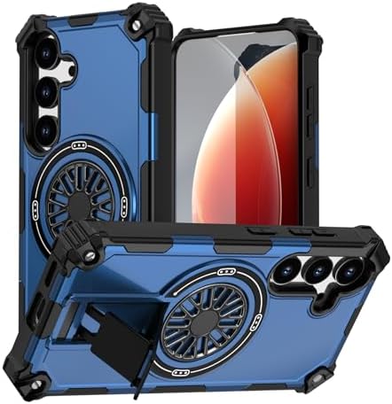 for Samsung Galaxy S2425 Case with Invisible Kickstand,Shockproof Wireless Charging,Compatible with MagSafe,Stress Relief & Military Drop Protection Magnetic Phone Case Cover 6.2,Blue