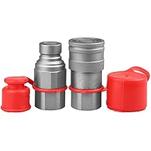 1/2" NPT Skid Steer Hydraulic Couplers Bobcat Flat Face Hydraulic Quick Connect Couplers/Couplings w/Dust Caps,1/2" Body Hydraulic Coupling