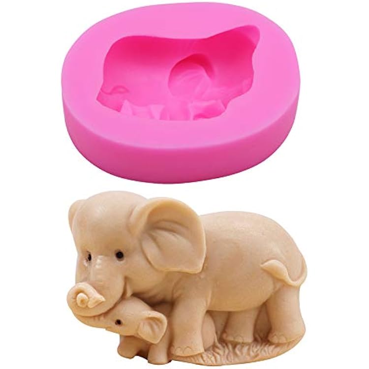 Mother and Baby Elephant Soap Molds, Elephant Silicone Molds for Chocolate Fondant Cake Decorating Baby Shower Art Silicone Soap Craft DIY Handmade Molds Random Color
