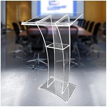 Etlegor Clear Acrylic Podium Stand with Storage Shelf, Transparent Lecterns & Podiums, Pulpits for Churches, Conference, Speeches, Weddings, Concert 45" H Professional Presentation Podiums
