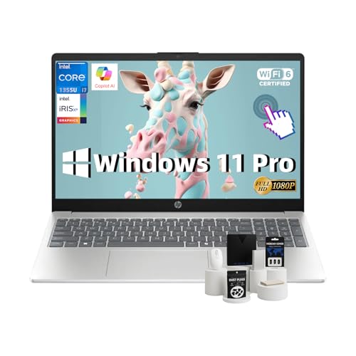 HP 15.6 FHD Touchscreen Business Laptop - wAccessories, Intel 10-Core i7-1355U Processor, Intel Iris Xe GPU, Copilot AI, Win 11 Pro, 64GB RAM, 2TB SSD