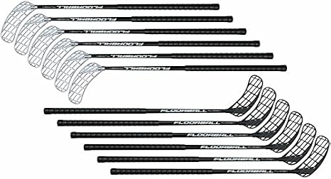 School Floorball Stick Set 85 cm Set of 12 (6 Black, 6 Silver)