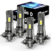 gigididi H7 LED Fog Light Kit, Combo Bulbs High/Low Beam Super Bright White 6000K,IP68 Waterproof No Adapter Required, Real 1:1 Mini Size with Cooling Fan, Plug and Play Non-Polarity, Pack of 4